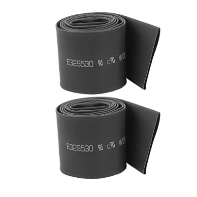 Image of Sourcingmap 2Pcs 30mm Diameter Black Polyolefin Heat Shrink Tube Shrinkable Sleeving 90cm Long