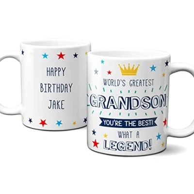 Image of Thoughtful Gifts Grandson Mug Personalised for Gift or Present Cup Birthday Christmas Add own Photo and Message