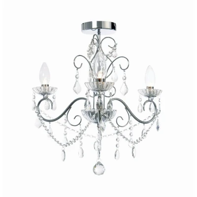 Image of Vela 3 Light Bathroom Ceiling Chrome, Clear IP44