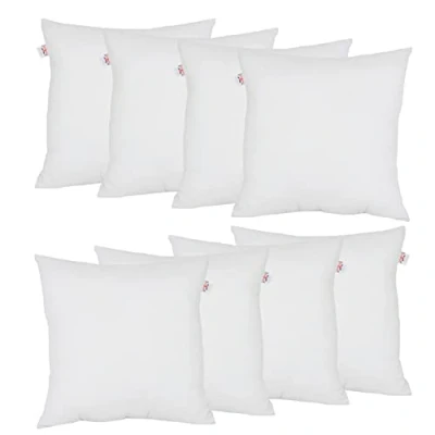 Image of Set of 8 45cm x Hollowfibre Cushion New White Pad Inner Stuffer Pillow Polyester Insert Square Hypoallergenic (Pack 18&quot; 18&quot;)