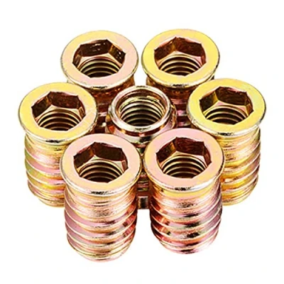 Image of Furniture Insert Nuts, 20 Pcs M8 * 20mm Zinc Alloy Wood Hex Drive Threaded Nut