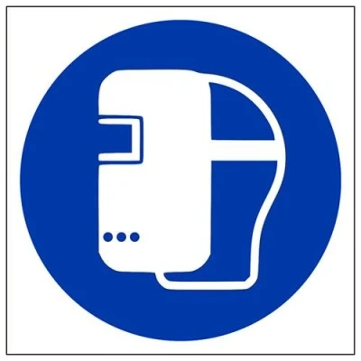 Image of V Safety Welding Mask Logo PPE Sign 150mm x Self Adhesive Vinyl