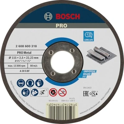Image of Bosch Professional 2608600318 Straight Cutting Disc Metal A 30 S Bf, 115 Mm, 2.5 mm (pack of 1)