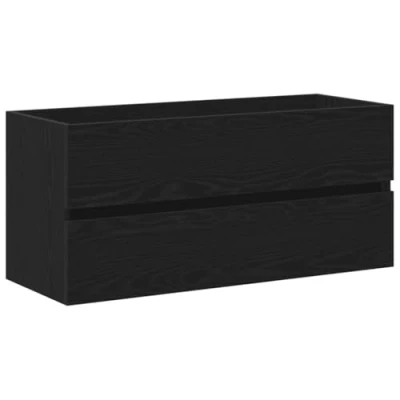 Image of vidaXL Black Oak Bathroom Vanity Engineered Wood Sink Cabinet 100x38.5x45 cm Wall Mounted Storage Solution