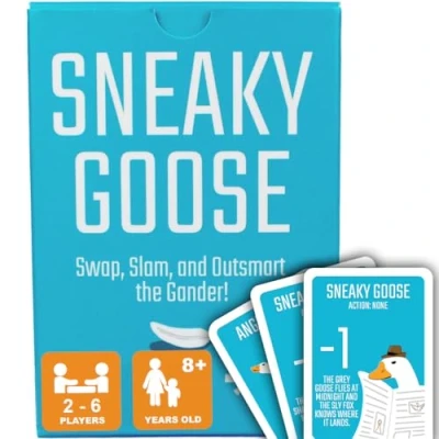 Image of Worgan Games Sneaky Goose Family Fun Strategy Card Game for Kids, Teens &amp; Adults Quick Thinking Memory Addictive and Entertaining 2 5 Players Age 8+ The Perfect Stocking Filler
