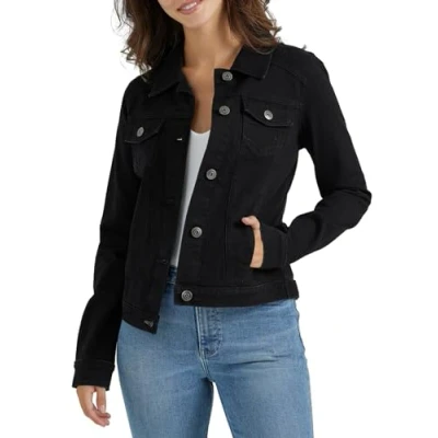 Image of Wrangler Authentics Women&#039;s Stretch Denim Jacket, Black, S