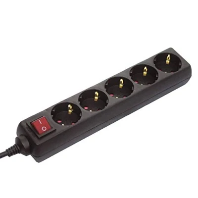 Image of as Schwabe 35011 Power Strip 5 Sockets Type F with Switch and Child Safety Lock Inside Cable H05VV 3G1.5 IP20 1.4 m, 35012