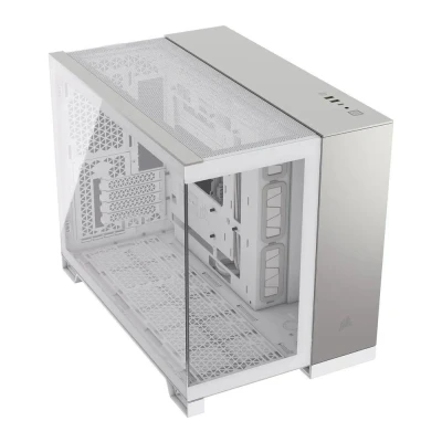 Image of CORSAIR iCUE LINK 2500X RGB Small Tower mATX Dual Chamber PC Case Panoramic Tempered Glass Reverse Connection Motherboard Compatible 2x RX120 Fans Included White