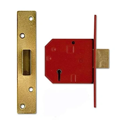 Image of Union Locks 2134E 5 Lever BS Mortice Deadlock 79.5mm Brass Finish (Boxed)