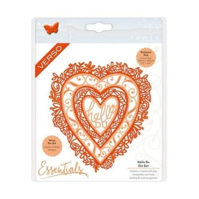 Image of Tonic Studios Die Cut and Embossing Folder Heart with Hello Du