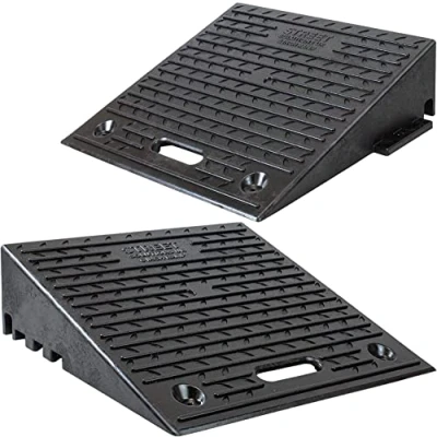 Image of Pack of 2 6&quot; Inch Driveway Kerb Ramp, Heavy Duty Rubber Ramps Perfect for Pavements, Low Cars, Motorhome, Truck, Shed Ramps, Pets &amp; Wheelchair Threshold Ramp (6&quot;)
