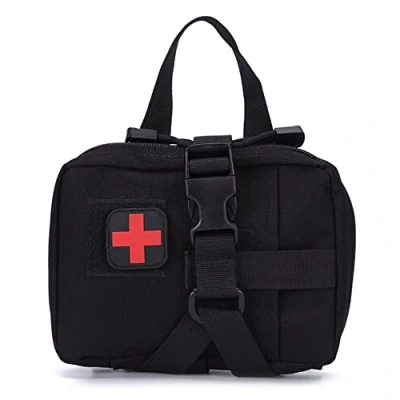 Image of First Aid Kits, Tactical Survival Equipment, Military Molle Pouch EMT Utility Medical Pouches, IFAK Rip Away Bag for Home, Car, Traveling(Black, Empty)