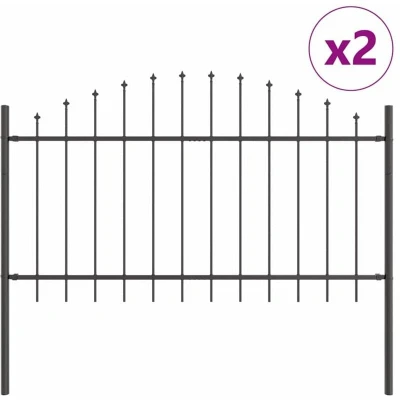 Image of vidaXL Garden Fence with Hoop Top Grey 3.4x1 m Steel
