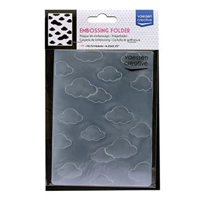 Image of Vaessen Creative Embossing Folder, Clouds 5,7x4,25x0,19 inches, 1 Unit, for Birthday, Birth, Christmas Cards and Paper Crafts