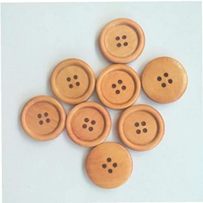 Image of 50pcs Round Wood Sewing Buttons Accessories Wooden 25mm Decorative with 4 Holes