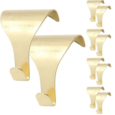 Image of Merriway BH04788 (10 Pcs) EB Brass Plated Picture Rail Hanging Moulding Hooks Pack of 10 Pieces, Yellow