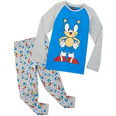 Image of SONIC THE HEDGEHOG Boys Pyjamas, Gaming Kids PJs Age 4 14, Clothes for Gamers (6 7 Years, Blue)