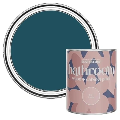 Image of Rust Oleum Blue Moisture Resistant Bathroom Wood and Cabinet Paint in Matt Finish Commodore 750ml