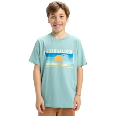 Image of Quiksilver SUN Faded Unisex Print Tshirt for kids, Size: 8y, Aquifer