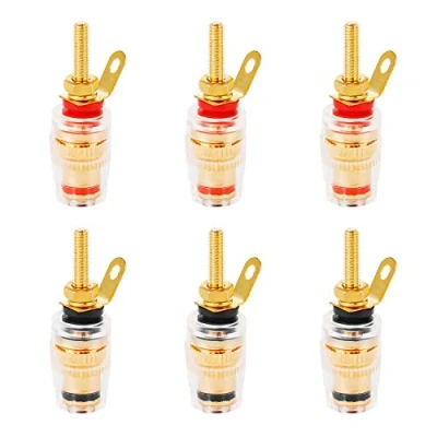 Image of Jubaopen 6Pcs Plated Banana Plug Socket Speaker Terminal Binding Post Gold Plate for Amplifier Connector
