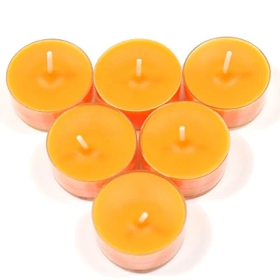 Image of Handmade Premium Quality Highly Scented 6 Tea Light Candles (Mango &amp; Lime Scent)