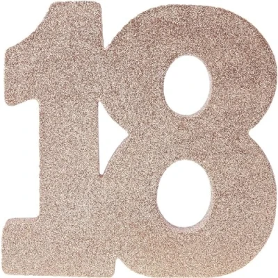 Image of Number 18 Glitter Table Decoration Rose Gold Centrepiece Decorations 18th Birthday Pack of 1 20cm H121