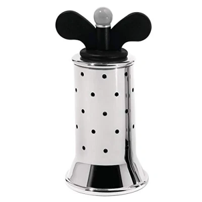 Image of Alessi 9098 B Design Pepper Mill with Fins Stainless Steel and Thermoplastic Resin, Black
