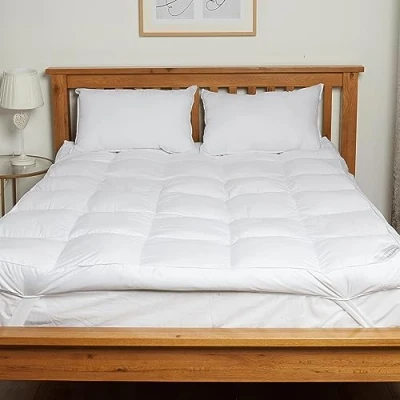 Image of Luxury 4&quot; (10cm) EXTRA DEEP 100% Super Soft MICROFIBRE Feels Like Down MATTRESS TOPPER Enhancer Medium Plush, White, Double