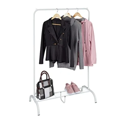 Image of Relaxdays Rack, Wide Stable Clothing Rail With Shelf, Wardrobe for Small Spaces, HWD: 139 x 90 44 cm, White, Steel