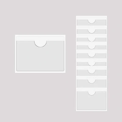 Image of Baikeen Self Adhesive Clear Pockets,Clear Card Label Pocket Holders Photo Pockets Sleeves for Index Cards,Planners,Cabinets,Shelves 10Pieces(220x150mm)