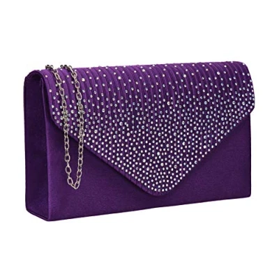 Image of SWANKYSWANS Womens Abby Diamante Envelope Style Bag Clutch Purple
