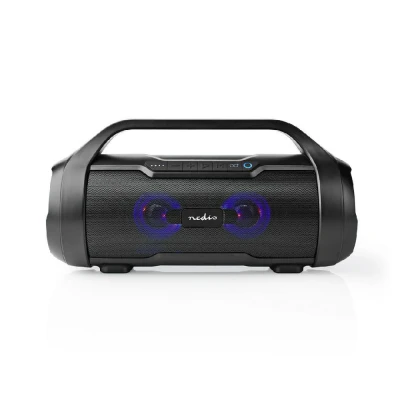 Image of 60W Bluetooth v5.0 Boombox Portable Wireless Stereo Party Speaker, IPX5 Rated, with LED Lights, Rechargeable 3000mAh Battery, 6 Hr...