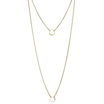 Image of Elli Women Genuine Jewellery Necklaces Sautoir Neckwear Circle Basic 925 Sterling Silver Gold Plated 7 cm
