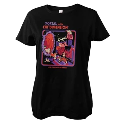 Image of Steven Rhodes Officially Licensed Portal to The Cat Dimension Women T Shirt (Black), Medium