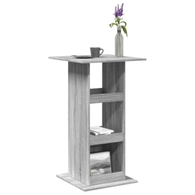 Image of WKIEQACO Tables,Kitchen &amp; Dining Room Tables,Bar Table with Storage Grey Sonoma 60x60x102 cm Engineered Wood