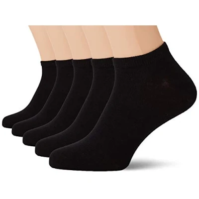 Image of Nur Der Men&#039;s Pack of 5 Trainer Classic Socks Made Breathable Cotton, Black, 43 46