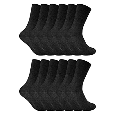 Image of 12 Pack Ladies Non Elastic Thermal Diabetic Socks Sock Snob Women Soft Top for Poor Circulation (4 8, Black)