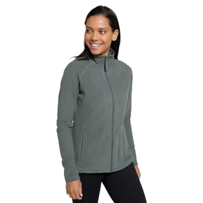 Image of Mountain Warehouse Raso Womens Fleece Soft Touch Ladies Sweater Top with Full Zip, Microfleece Best for Daily Use, Outdoors &amp; Travelling Khaki Women&#039;s Size 18