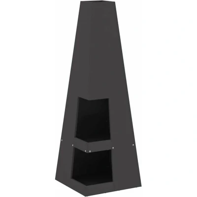 Image of vidaXL Fire Pit with Log Storage Black 35 x 100 cm Steel