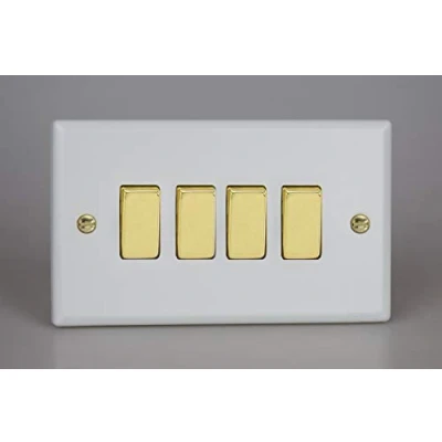 Image of Varilight 4 Gang 10A 1 or 2 Way Rocker Switch (Twin Plate) Matt White