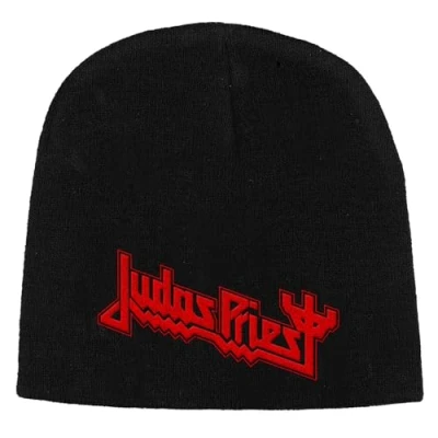 Image of Razamataz Judas Priest Band Logo Embroidered Beanie Hat One Size Black