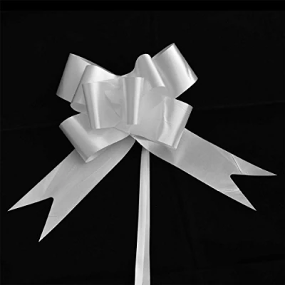 Image of SHATCHI Large 30mm/3cm Ribbon Pull Bows for Party Wall, Gift Wraps, Christmas Trees, Wedding, Birthday Hampers Decoration Florist, White, 10pcs