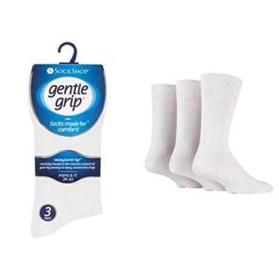 Image of 6 Pairs mens gentle grip no elastic socks 11 uk, 39 45 eur Assorted colours (RG50)