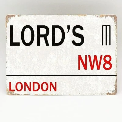 Image of Lords Cricket Metal Sign London Street Road Man Cave Memorabilia Gift Plaque Outdoor Decoration 8X12 inch