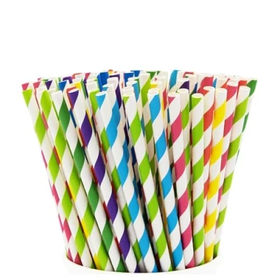 Image of [Pack of 200] 100% Biodegradable Colored Paper Straws