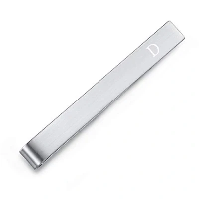 Image of HONEY BEAR Mens Initial Alphabet Letter Tie Clip Bar Normal Size Stainless Steel for Business Wedding Gift,5.4cm,Brushed Silver A Z (D)