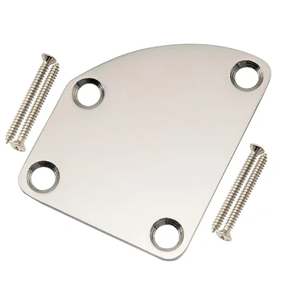 Image of Musiclily Pro Steel Contoured Heel Neck Plate for Strat Tele Electric Guitar or Bass, Nickel