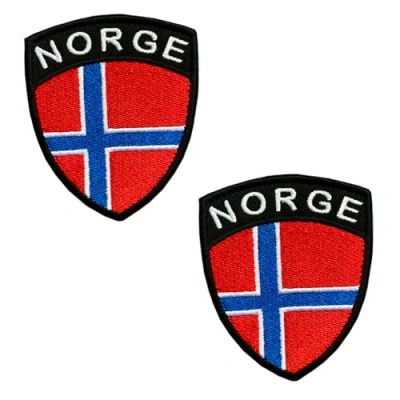 Image of Pack of 2 Norway Sign Velcro Tactical Norwegian Patch, Embroidered Patch with Fastening, Military Sticker Straps for Backpacks Clothing Bags Uniform Vest Jersey