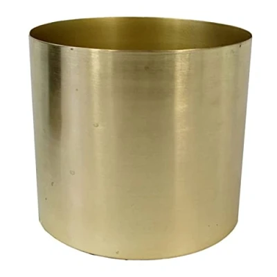 Image of Leaf Modern Metal Planter, Gold, 18cm