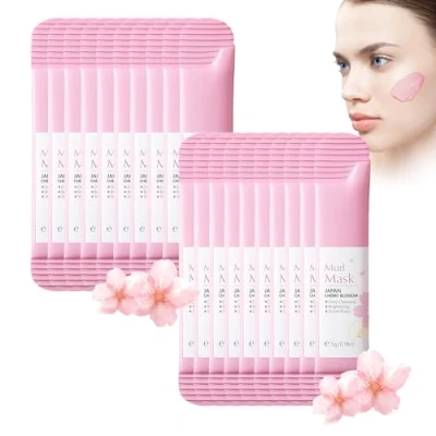 Image of Xumann 20PCS Sakura Skincare Set, Deep Cleanse Pink Face Mask Skincare, Brightening and Moisturizing Clay